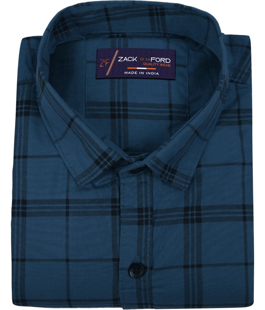     			Fatty Mouse Cotton Blend Regular Fit Checks Full Sleeves Men's Casual Shirt - Blue ( Pack of 1 )