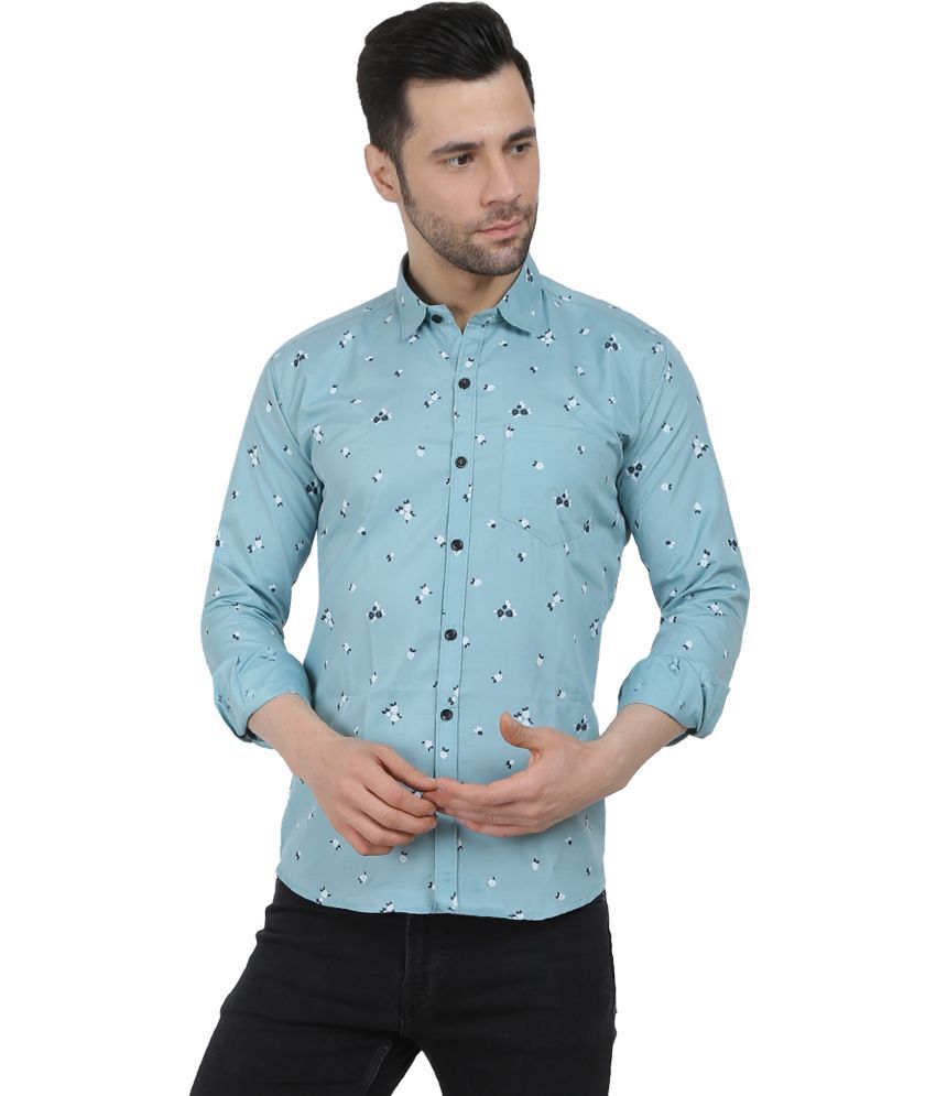     			Fatty Mouse Cotton Blend Regular Fit Printed Full Sleeves Men's Casual Shirt - Green ( Pack of 1 )