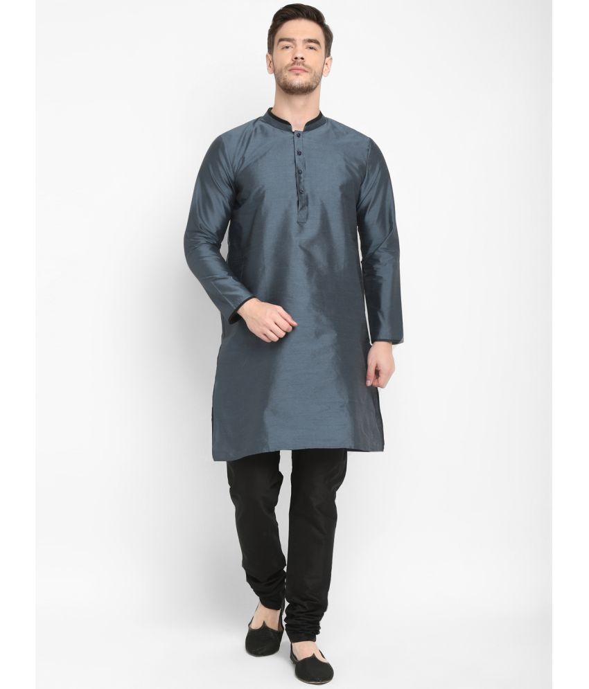     			Hangup Silver Silk Regular Fit Men's Kurta Pyjama Set ( Pack of 1 )