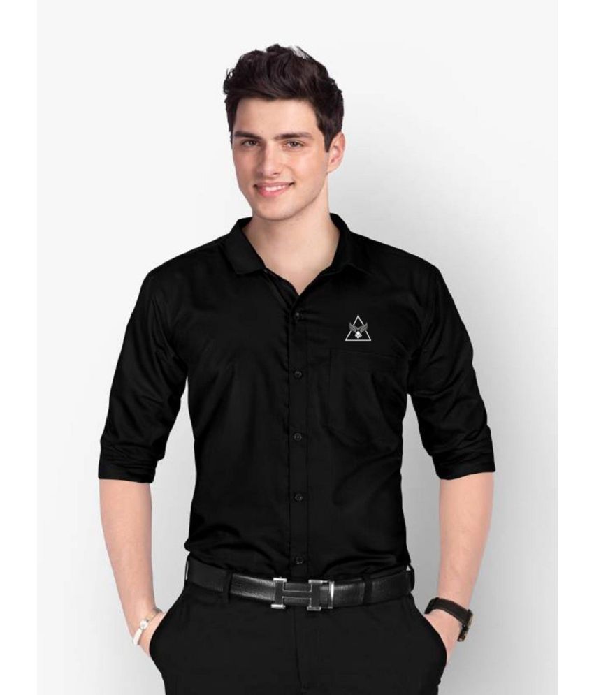     			IQIVLI Cotton Blend Regular Fit Solids Full Sleeves Men's Casual Shirt - Black ( Pack of 1 )