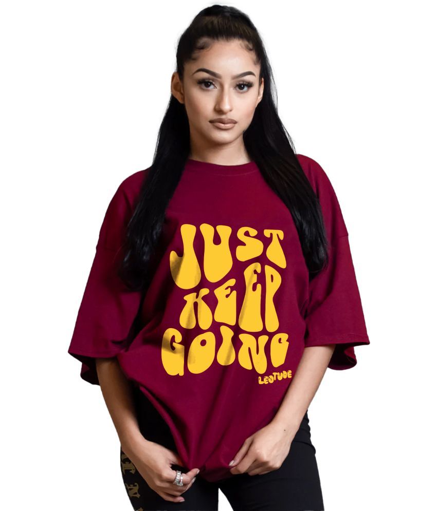     			Leotude Pack of 1 Cotton Blend Women's T-Shirt ( Maroon )