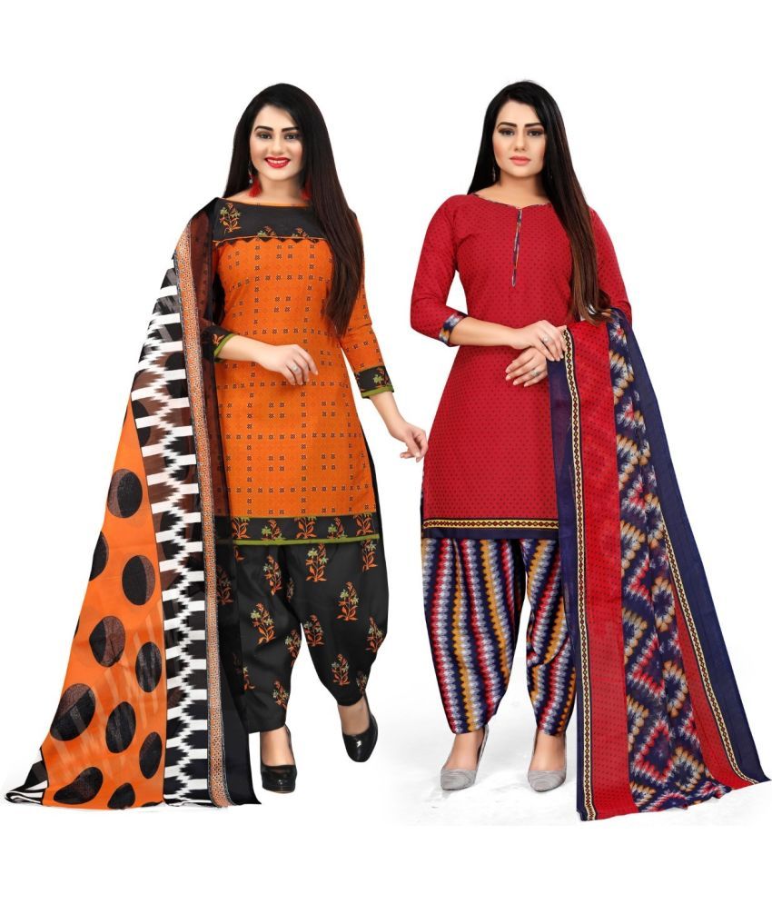     			Rajnandini Unstitched Cotton Blend Printed Dress Material - Multicolor ( Pack of 2 )