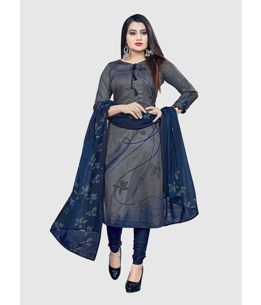     			Rajnandini Unstitched Cotton Blend Printed Dress Material - Grey ( Pack of 1 )