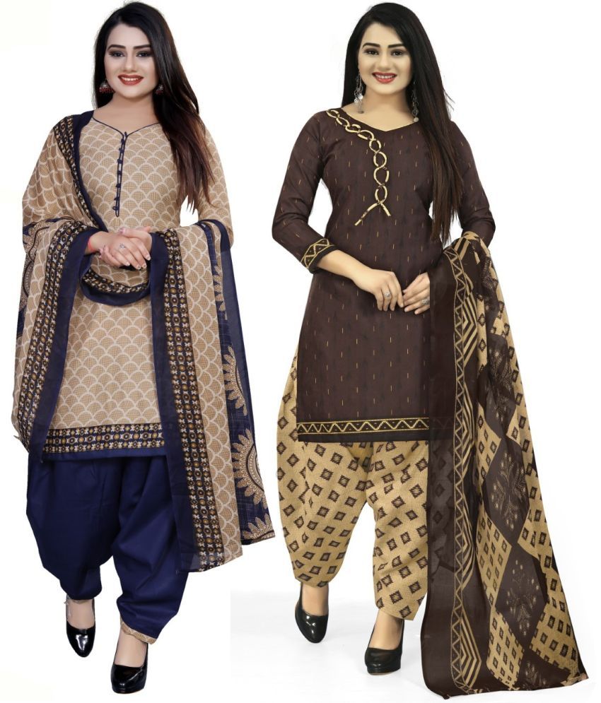     			Rajnandini Unstitched Cotton Blend Printed Dress Material - Multicolor ( Pack of 2 )