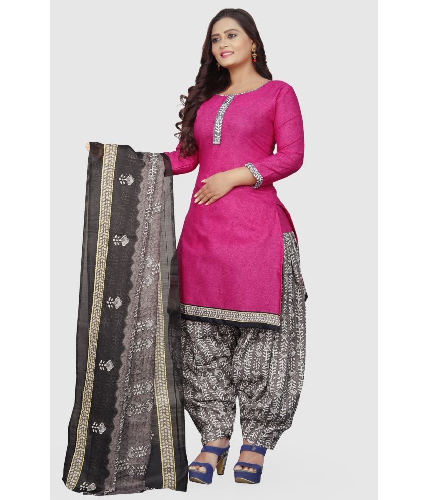     			Rajnandini Unstitched Cotton Blend Printed Dress Material - Pink ( Pack of 1 )