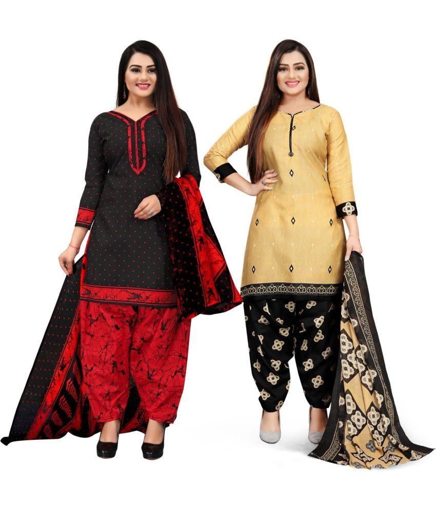     			Rajnandini Unstitched Cotton Blend Printed Dress Material - Multicolor ( Pack of 2 )