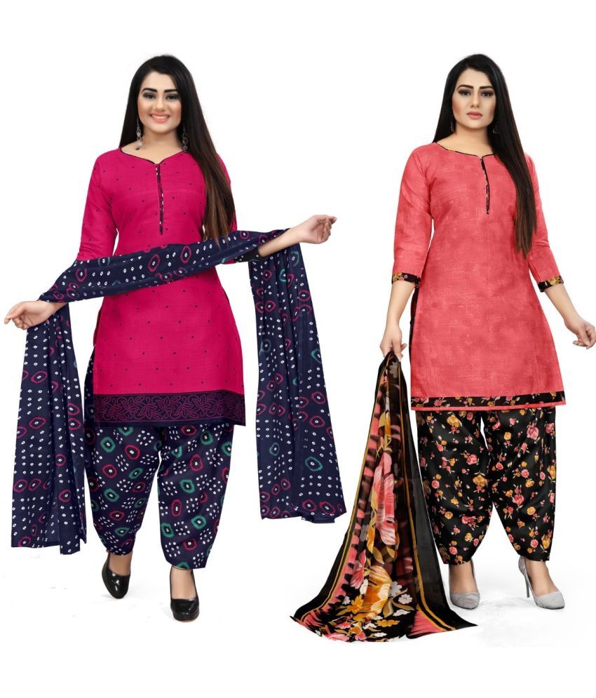     			Rajnandini Unstitched Cotton Blend Printed Dress Material - Multicolor ( Pack of 2 )