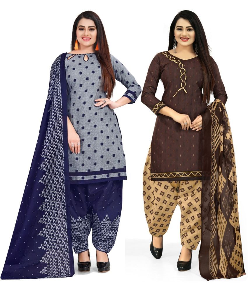     			Rajnandini Unstitched Cotton Blend Printed Dress Material - Multicolor ( Pack of 2 )