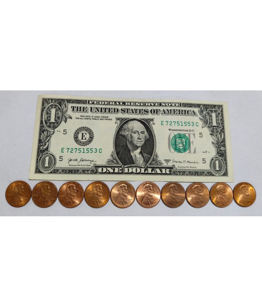     			AMERICA ONE DOLLAR NOTE WITH 10 COIN 1 CENT LINKEN