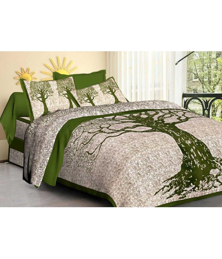     			DESHBANDHU DBK Cotton 1 Double Bedsheet with 2 Pillow Covers ( Green )