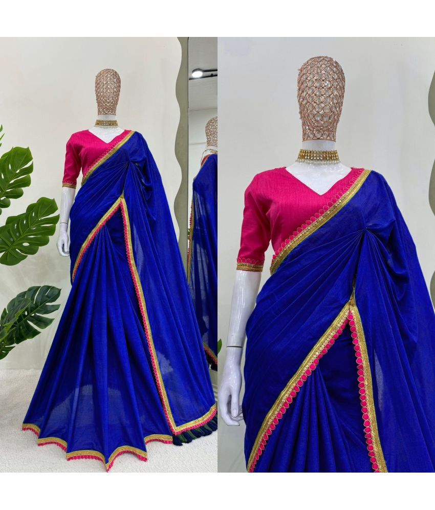     			Gullak Pack of 1 Georgette Dyed Saree With Blouse Piece ( Blue )