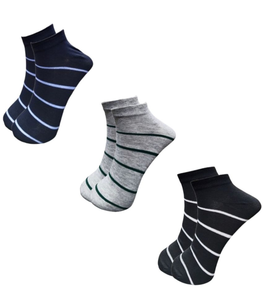     			KALRA MAGIC Pack of 3 Men's Cotton Ankle Length Socks ( Multicolor )