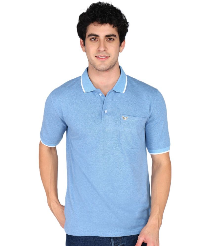     			M.S Mens Wear Pack of 1 Cotton Blend Regular Fit Solid Half Sleeves Men's Polo T Shirt ( Light Blue )