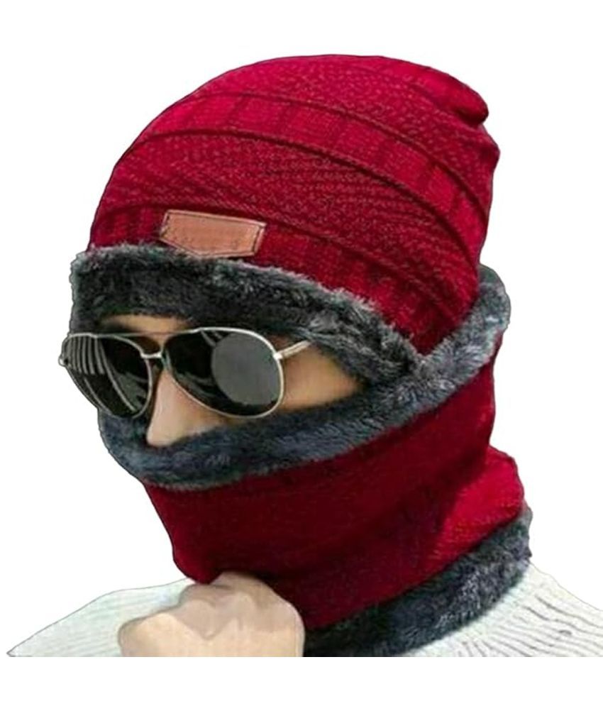     			MS Wholesellar Pack of 1 Woollen Men's Headwrap ( Maroon )