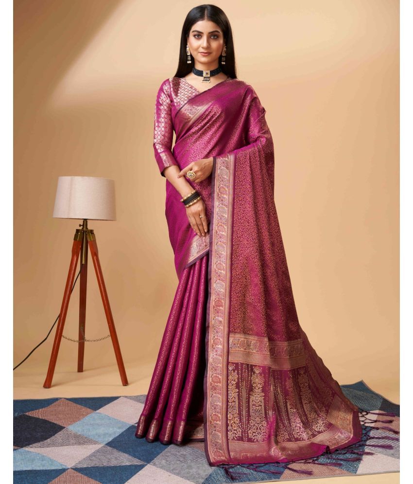     			Pheasant Pack of 1 Silk Woven Saree With Blouse Piece ( Purple )