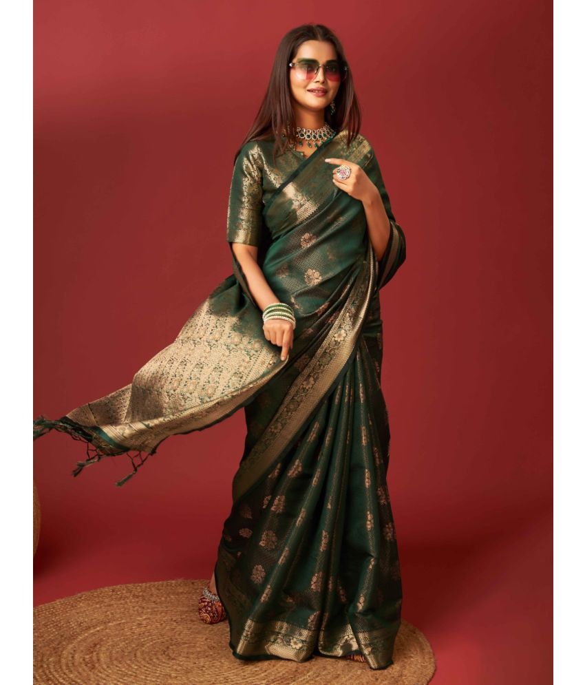     			Pheasant Pack of 1 Silk Woven Saree With Blouse Piece ( Green )