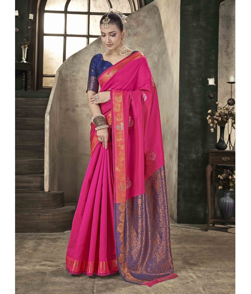     			Pheasant Pack of 1 Silk Woven Saree With Blouse Piece ( Pink )