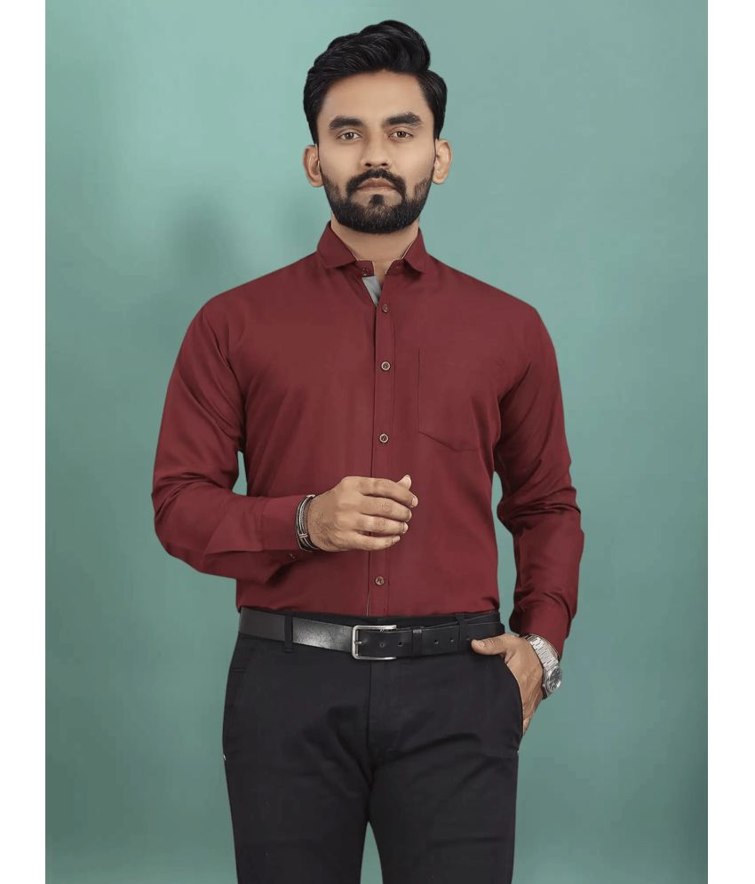     			VERTUSY Cotton Blend Regular Fit Solids Full Sleeves Men's Casual Shirt - Maroon ( Pack of 1 )