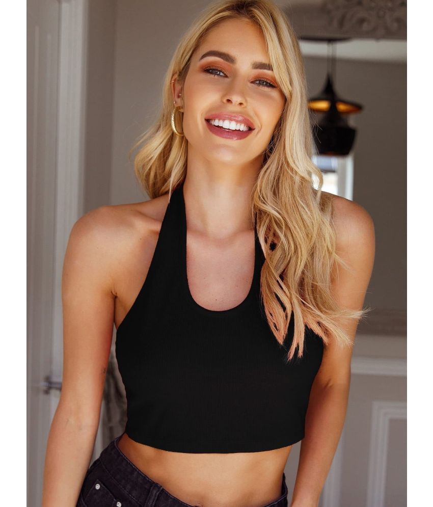     			Calm Down Black Crepe Women's Crop Top ( Pack of 1 )