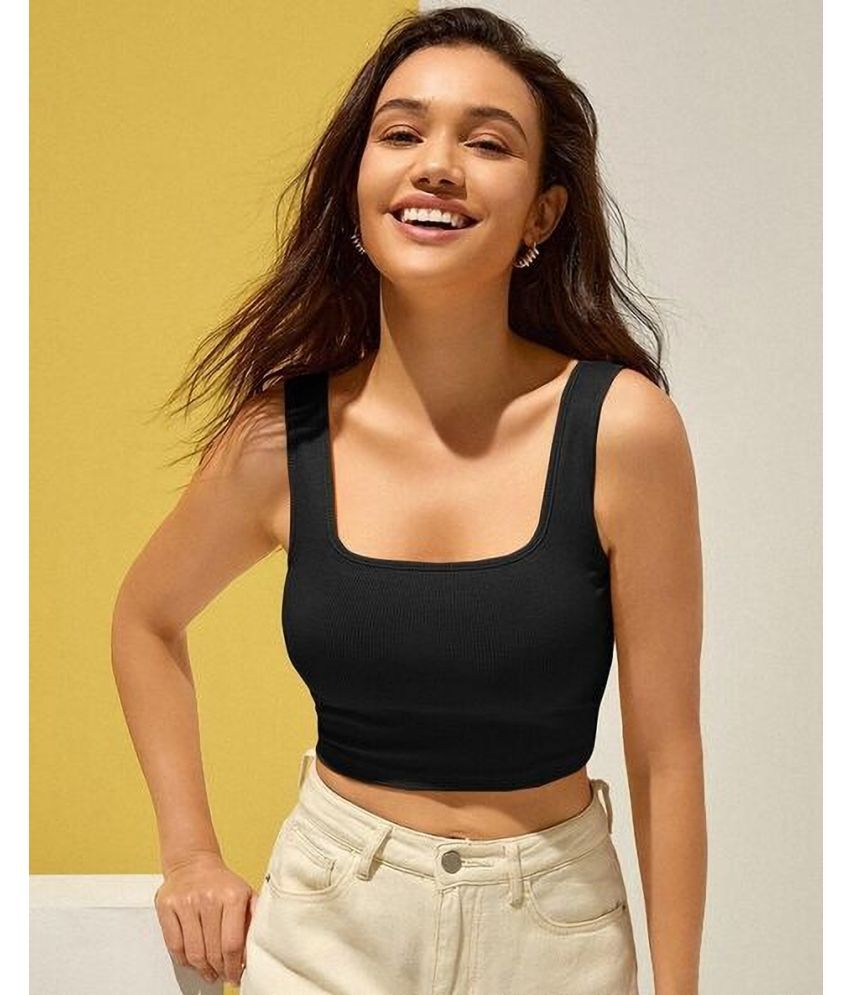     			Calm Down Black Crepe Women's Crop Top ( Pack of 1 )