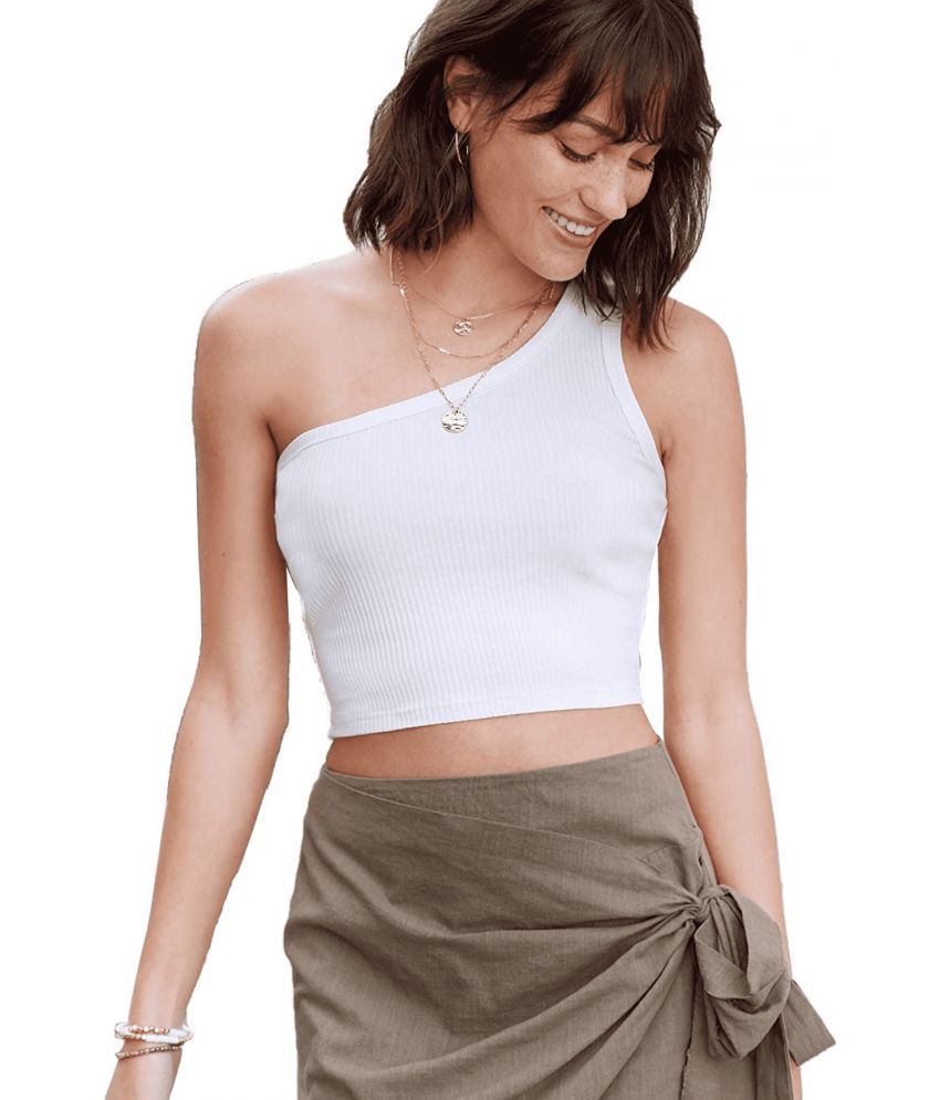     			Calm Down White Crepe Women's Crop Top ( Pack of 1 )