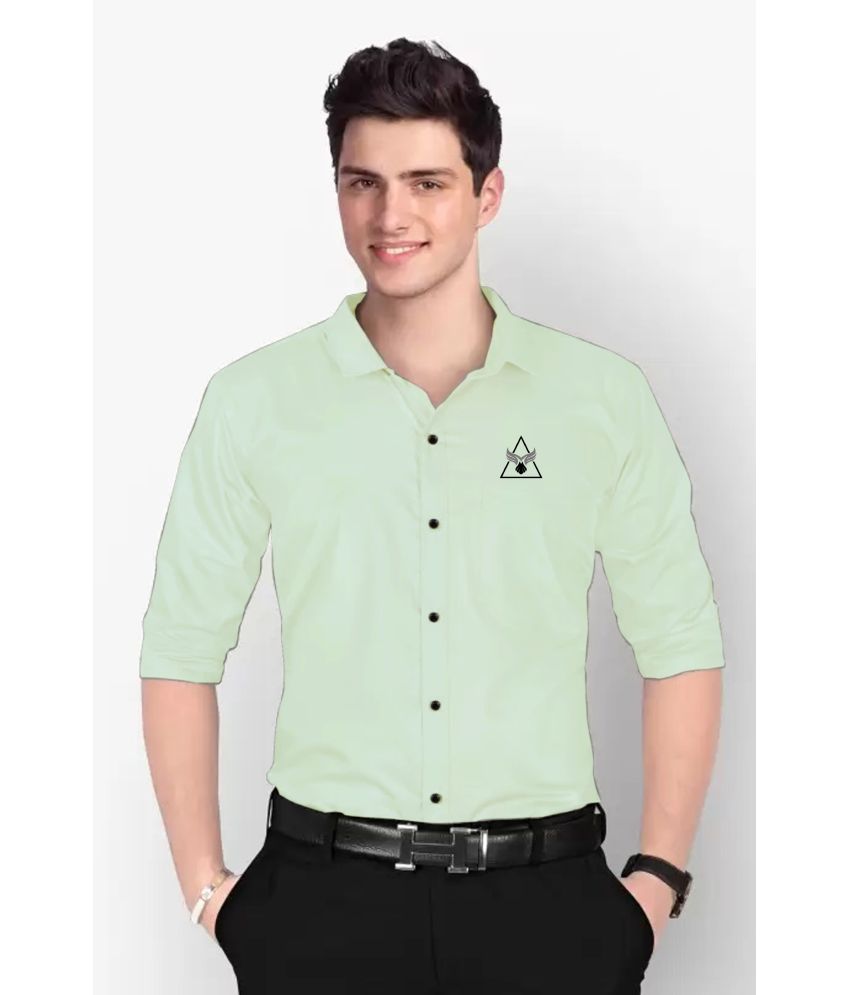     			LENRIZA Cotton Blend Slim Fit Solids Full Sleeves Men's Casual Shirt - Green ( Pack of 1 )