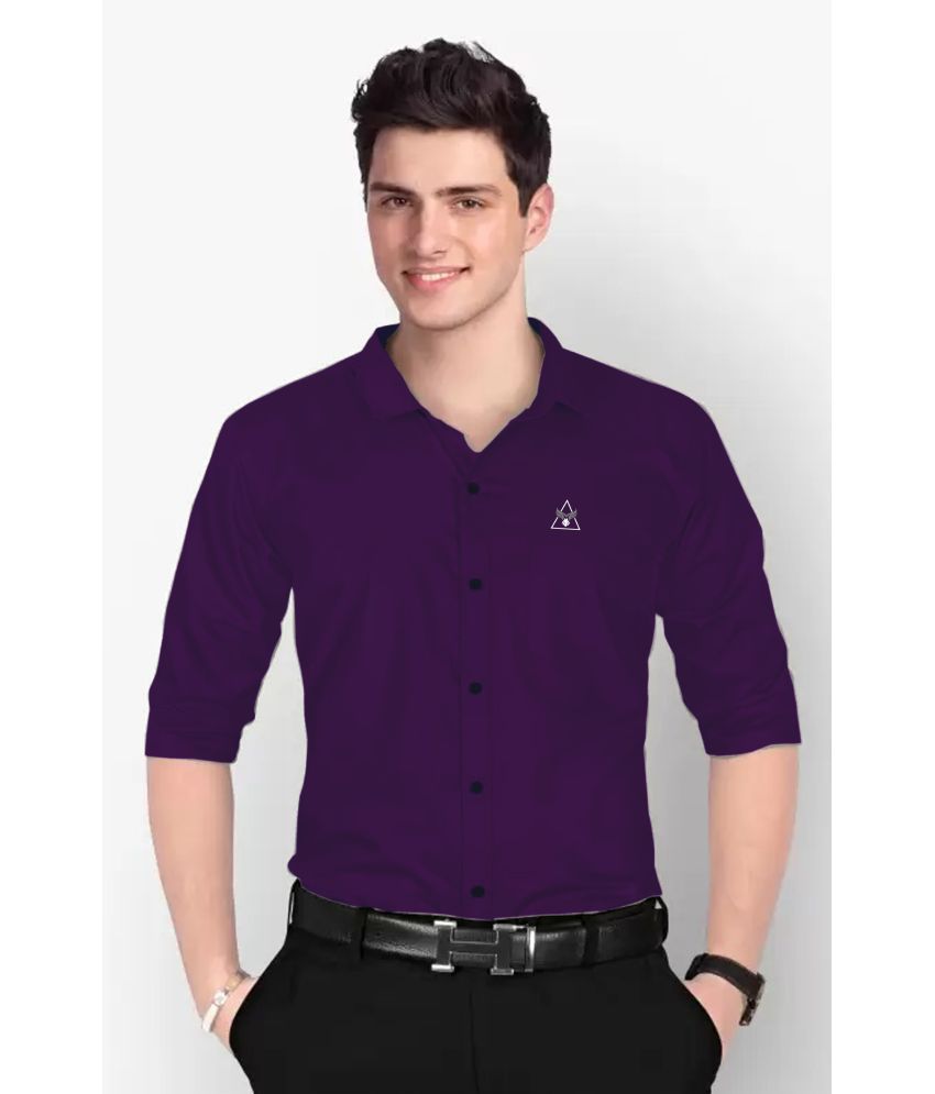     			LENRIZA Cotton Blend Slim Fit Solids Full Sleeves Men's Casual Shirt - Purple ( Pack of 1 )