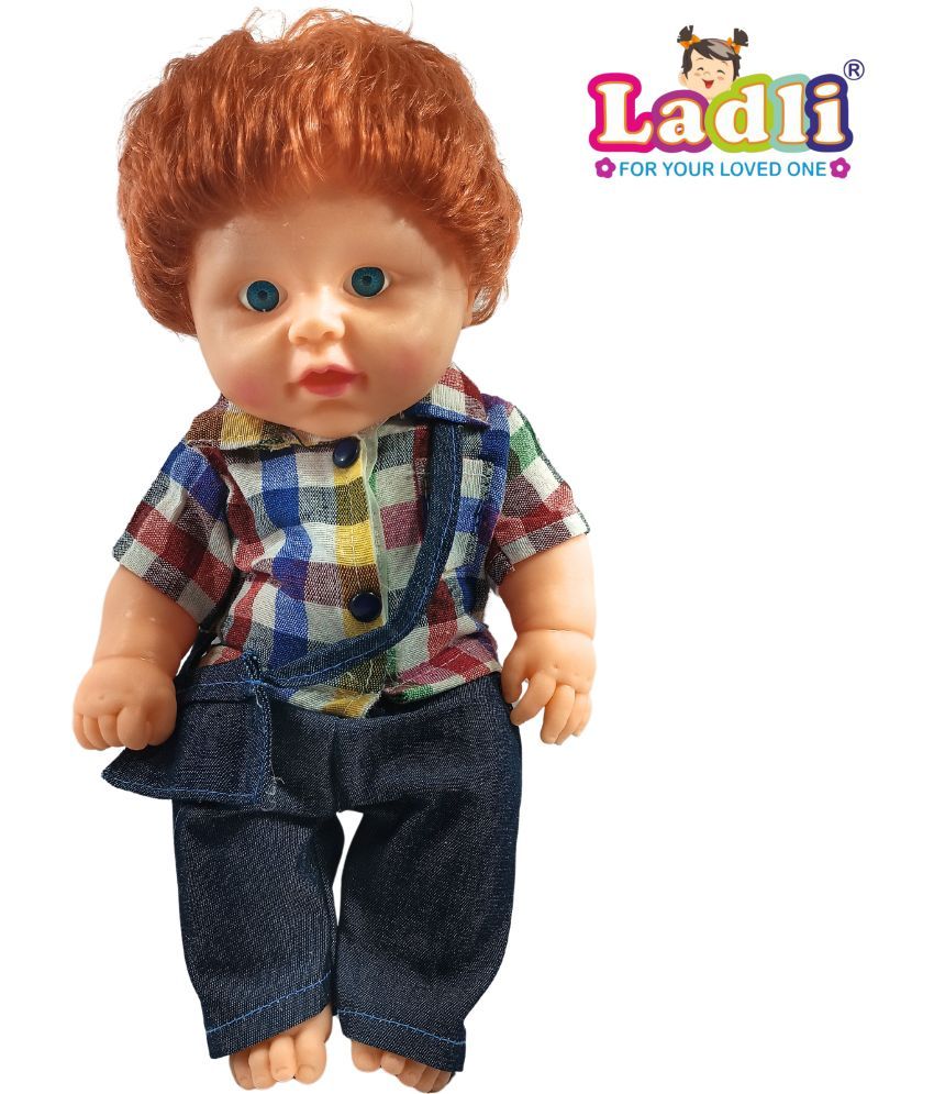     			Little Golu Teddy Boy Toy in Printed Dress Doll for Kids Moveable Hands Legs_H