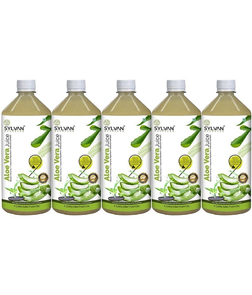     			SYLVAN AYURVEDA ALOE VERA JUICE FOR IMMUNITY BOOSTING, IMPROVE DIGESTION AND FOR BALANCES HARMONS | SET OF 5 ( JAMBO PACK ) (5 x 1000 ml)