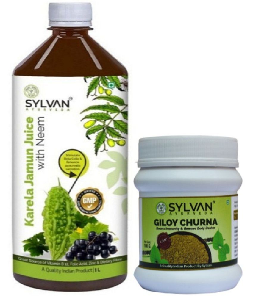     			SYLVAN AYURVEDA KARELA JAMUN WITH NEEM 1L I GILOY CHURNA VALUE PACK (2 x 500 ml)