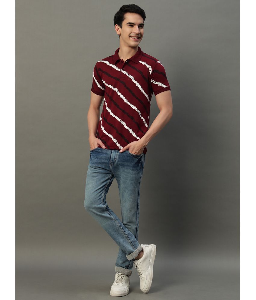     			Simple Solution Pack of 1 Cotton Blend Regular Fit Striped Half Sleeves Men's Polo T Shirt ( Maroon )