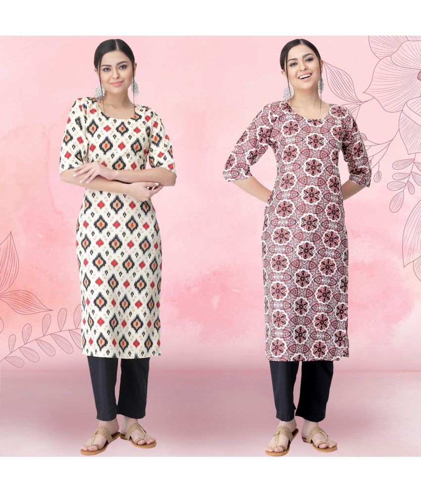     			1 Stop Fashion Crepe Printed Kurti With Pants Women's Stitched Salwar Suit - Pink ( Pack of 2 )