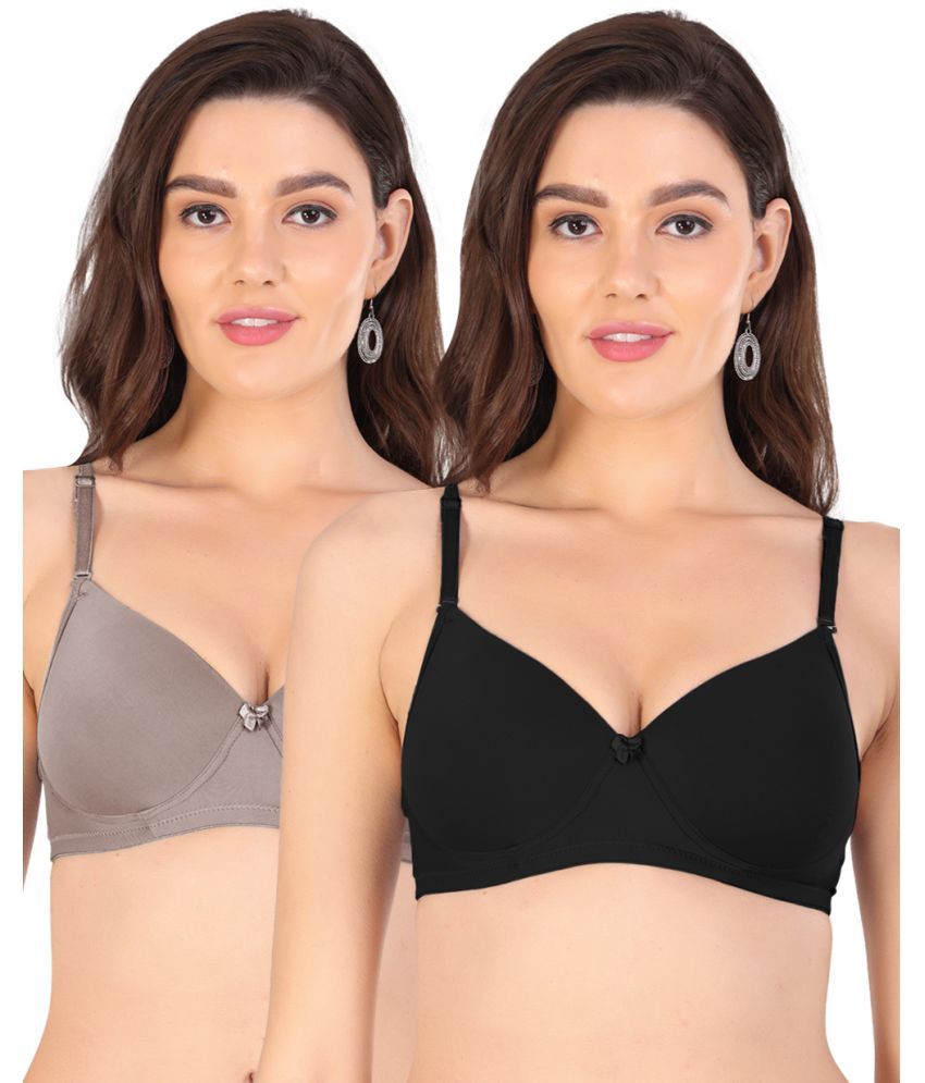     			Arc de Shapes Pack of 2 Lycra Lightly Padded T-Shirt Bra For Women ( Multicolor1 )