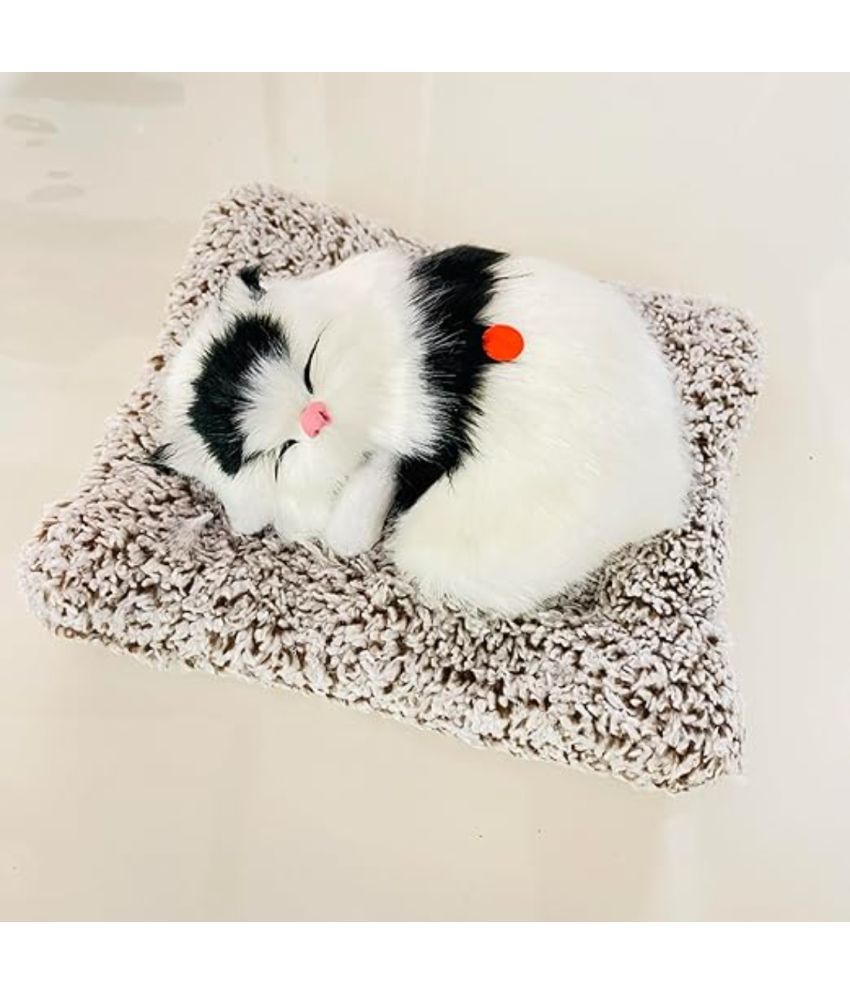     			Cute Cat Sleeping On Carpet Plush Toy with Press Simulation Sound, Stuffed Cat Animal Fur Soft Toys with Sound for Kids Car Dashboard Cat & Office Desk Decoration