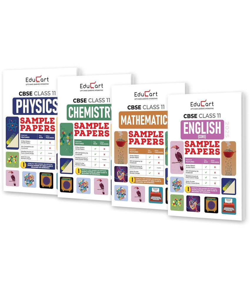     			Educart CBSE Class 11 Sample Papers Bundle 2025 - Physics, Chemistry, Mathematics, & English for 2024-25 Exam