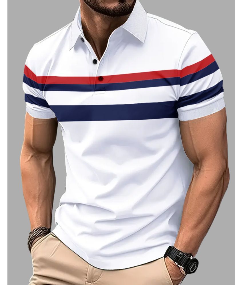     			Eyebogler Pack of 1 Cotton Blend Regular Fit Printed Half Sleeves Men's Polo T Shirt ( White )