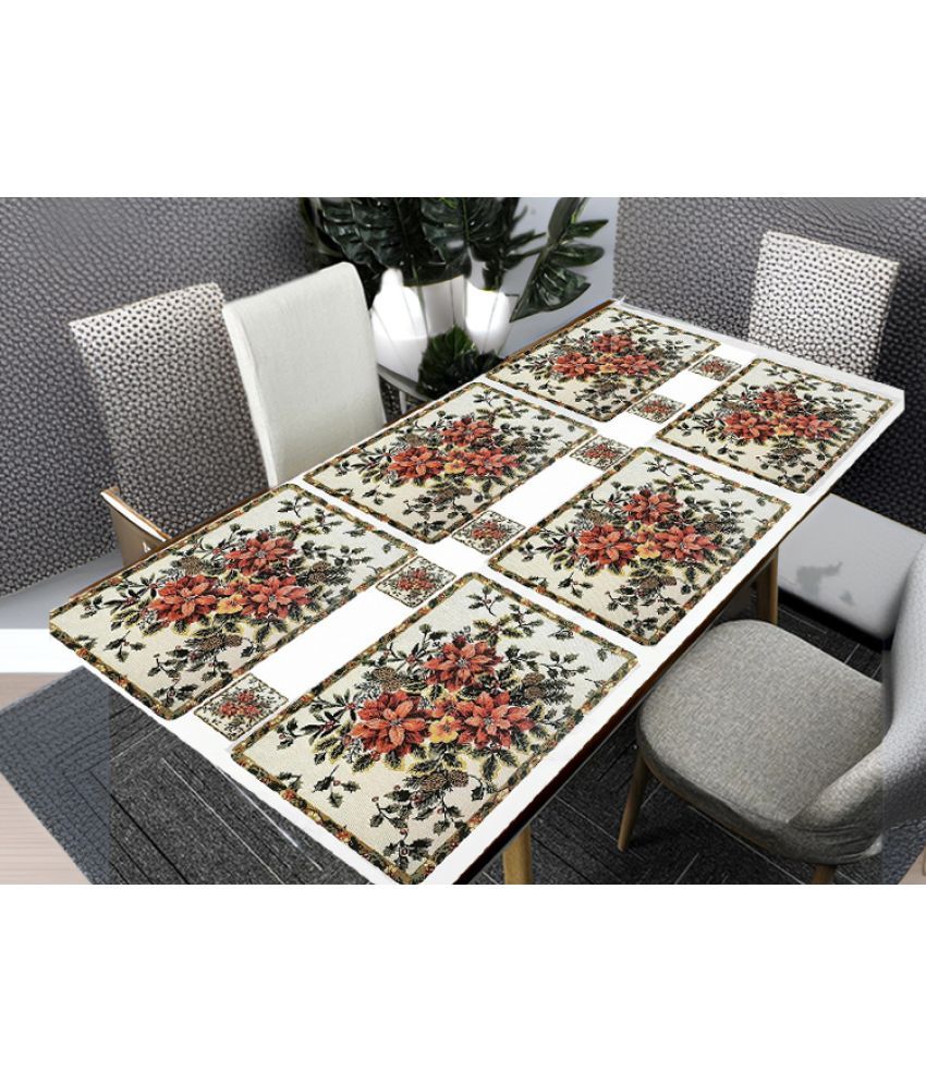     			Revexo PVC Floral Rectangle Table Mats & Coasters ( 40 cm x 30 cm ) Pack of 12 - Multi