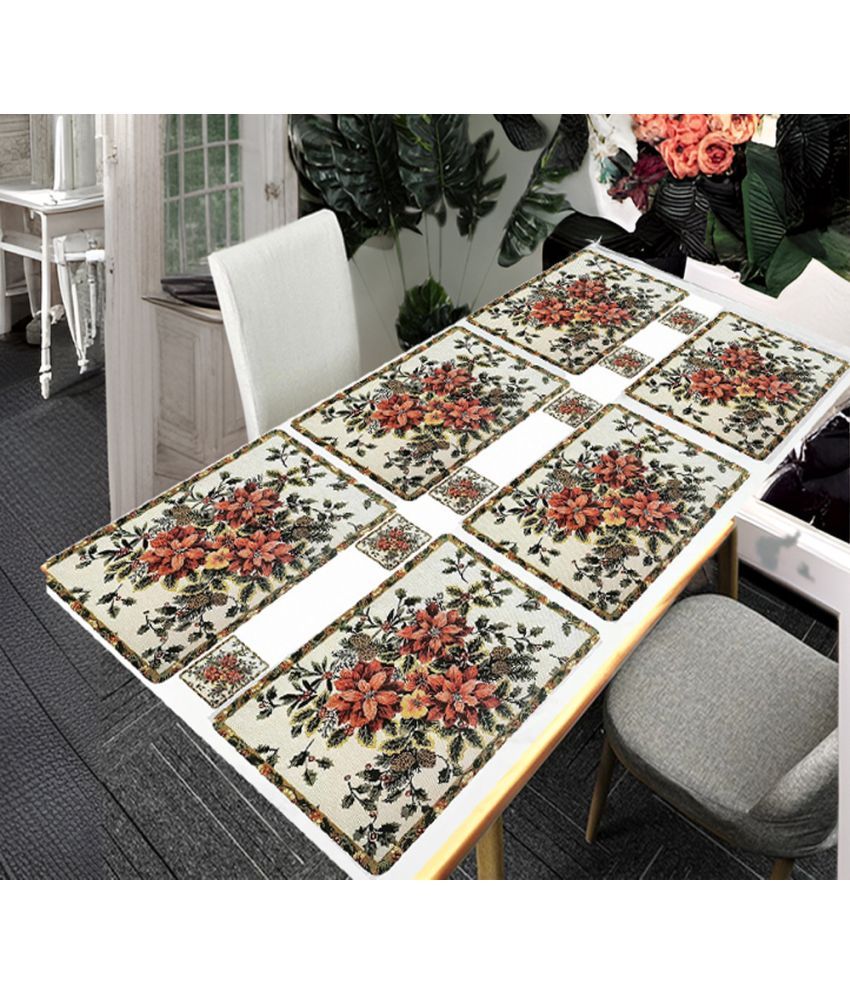     			Revexo PVC Floral Rectangle Table Mats & Coasters ( 40 cm x 30 cm ) Pack of 12 - Multi