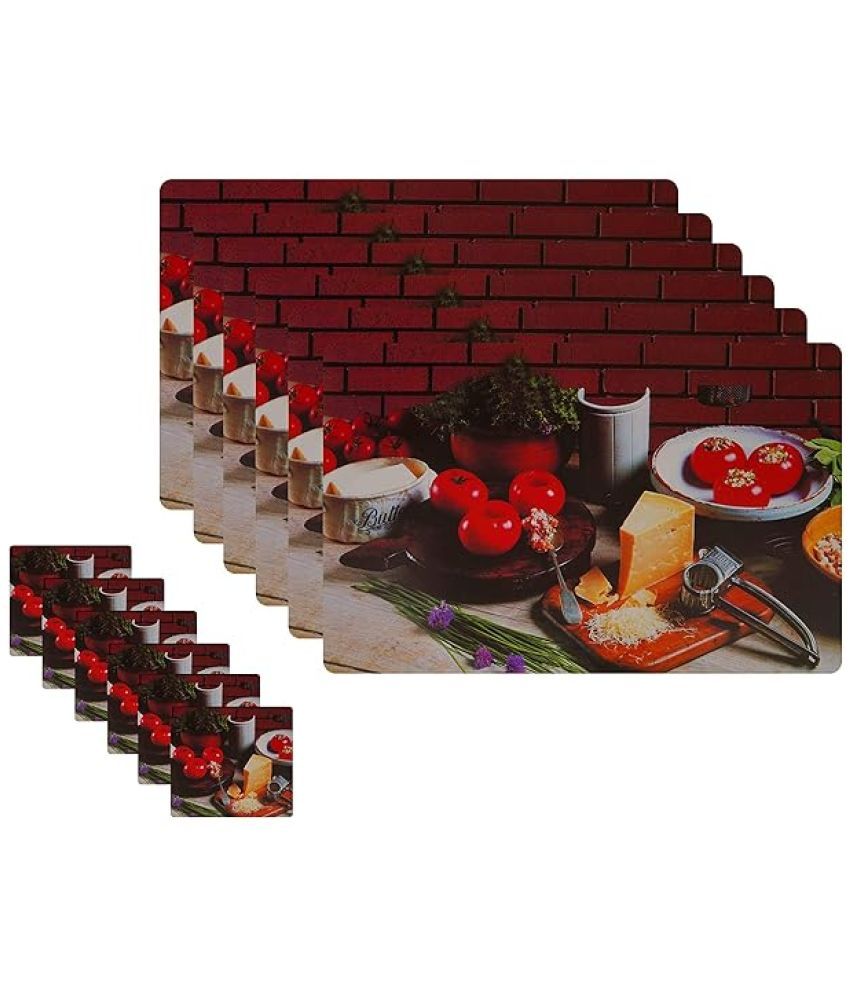     			Revexo PVC Floral Rectangle Table Mats & Coasters ( 40 cm x 30 cm ) Pack of 12 - Multi