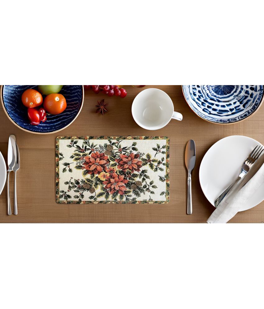     			Revexo PVC Floral Rectangle Table Mats ( 40 cm x 32 cm ) Pack of 1 - Multi