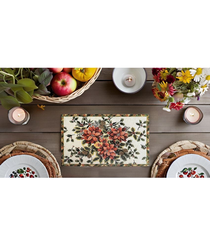     			Revexo PVC Floral Rectangle Table Mats ( 40 cm x 32 cm ) Pack of 1 - Multi