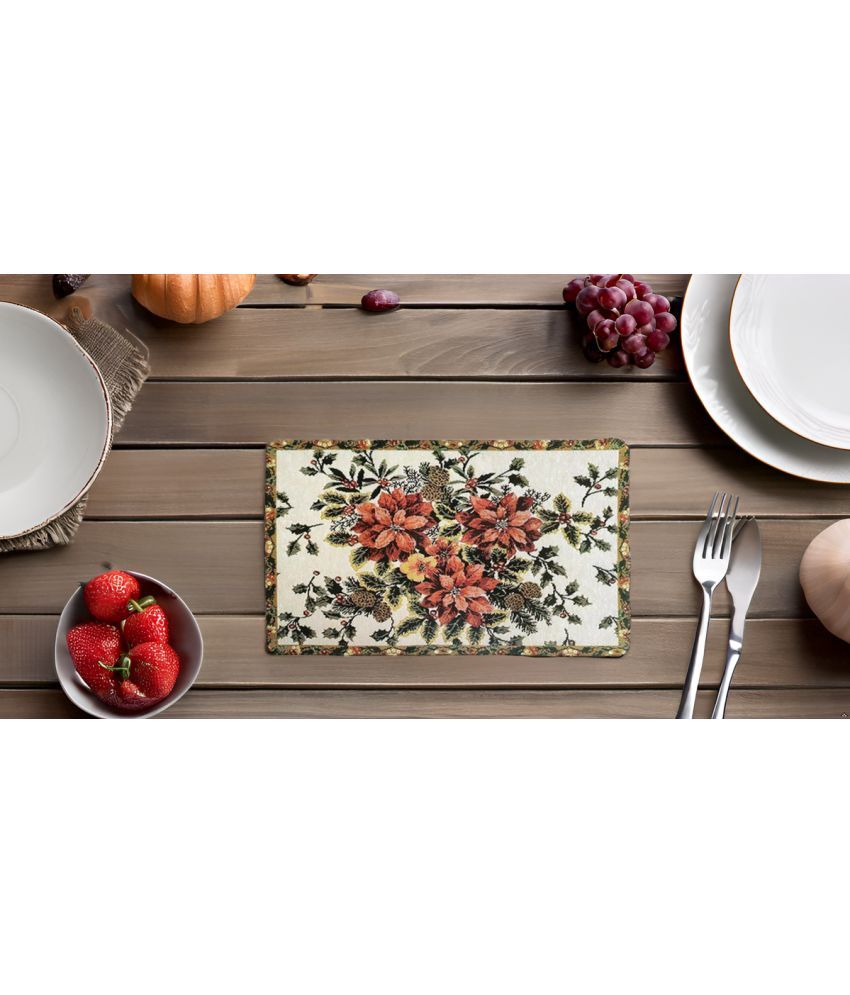     			Revexo PVC Floral Rectangle Table Mats ( 40 cm x 32 cm ) Pack of 1 - Multi