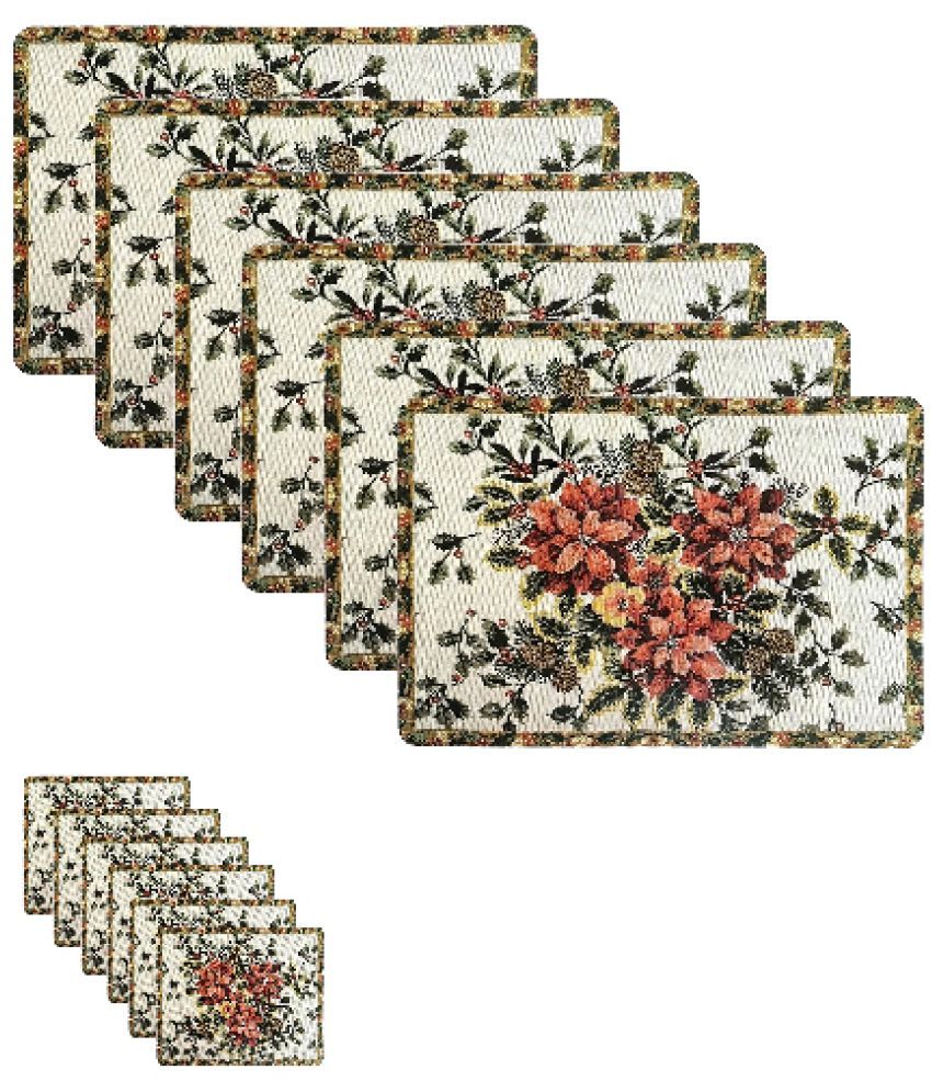     			Revexo PVC Floral Rectangle Table Mats & Coasters ( 40 cm x 30 cm ) Pack of 12 - Multi