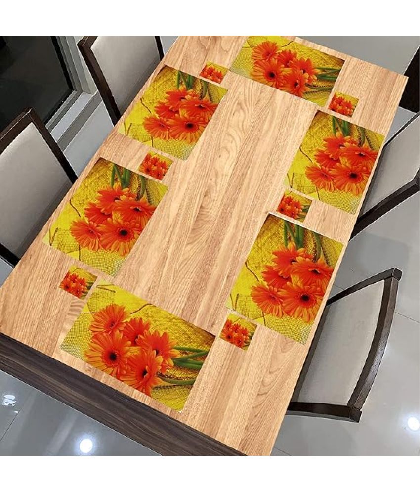     			Revexo PVC Floral Rectangle Table Mats & Coasters ( 40 cm x 30 cm ) Pack of 12 - Multi