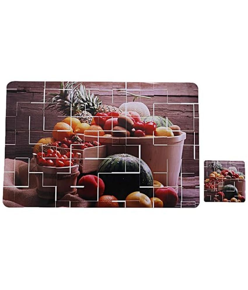     			Revexo PVC Floral Rectangle Table Mats & Coasters ( 40 cm x 30 cm ) Pack of 12 - Multi