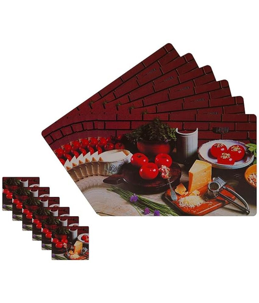     			Revexo PVC Floral Rectangle Table Mats & Coasters ( 40 cm x 30 cm ) Pack of 12 - Multi