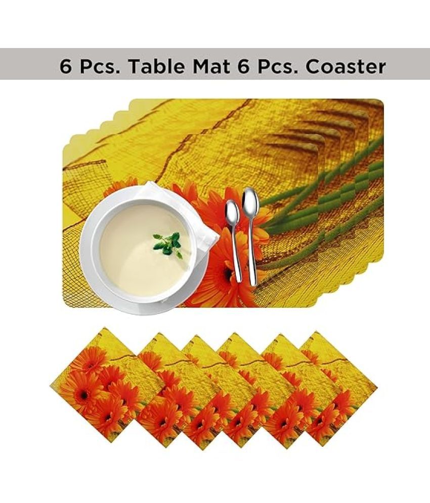     			Revexo PVC Floral Rectangle Table Mats & Coasters ( 40 cm x 30 cm ) Pack of 12 - Multi