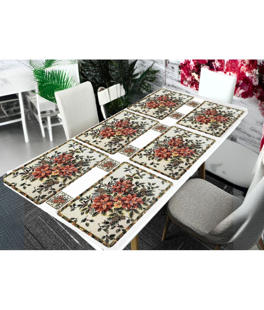     			Revexo PVC Floral Rectangle Table Mats & Coasters ( 40 cm x 30 cm ) Pack of 12 - Multi