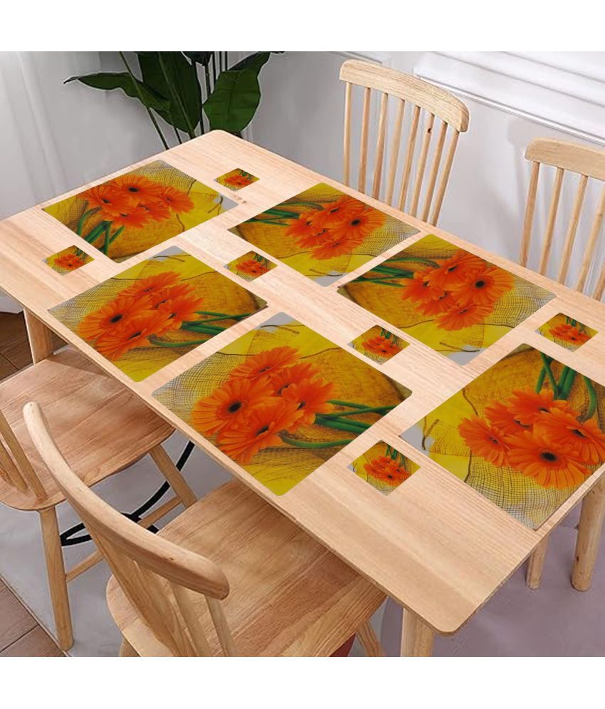     			Sanraksshan PVC Floral Rectangle Table Mats & Coasters ( 40 cm x 32 cm ) Pack of 12 - Multi