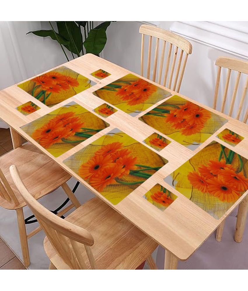     			Sanraksshan PVC Floral Rectangle Table Mats & Coasters ( 40 cm x 32 cm ) Pack of 12 - Multi